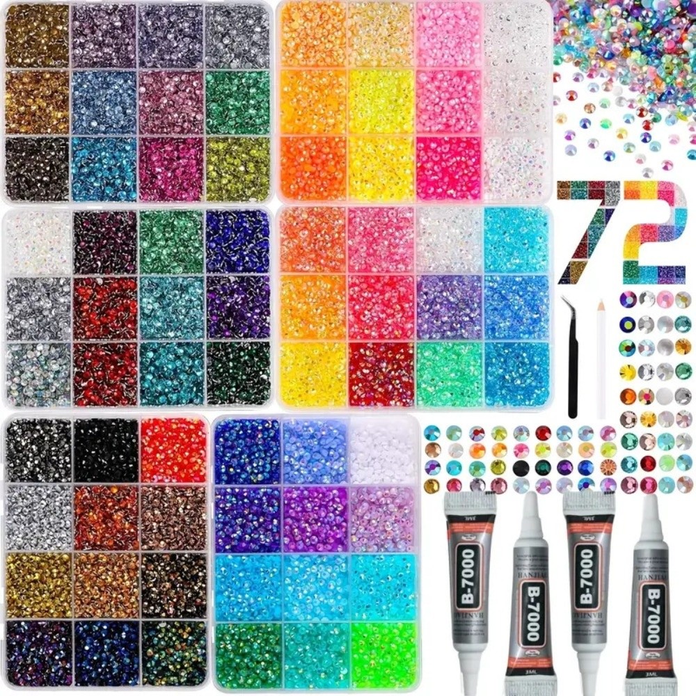 Resin Jewelry Kit - マルチカラーレジンラインストーンキット キラキラ輝くDIYデコレーション ネイルアートラインストーン ダイヤモンドアート 混合サイズ フラットバックジェム