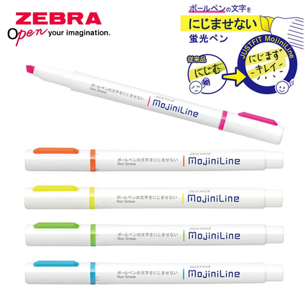 Zebra Pen Mildliner - ゼブラハイライターシングルヘッドマーカーペンセット、日本、非ステンレス、mojiniline、ライトカラー、学生学校文房具、wks22、4個