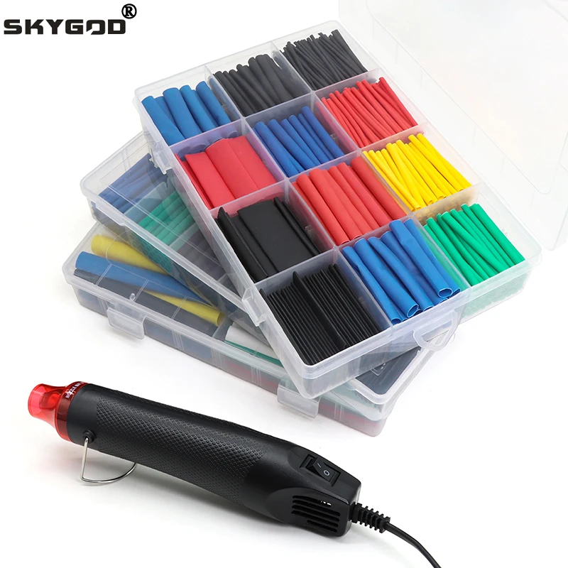 Heat Gun Small - 102-750 個 2:1 耐熱チューブ熱収縮ラッピングキット各種ワイヤーケーブル絶縁スリーブ 3:1 熱収縮チューブセット