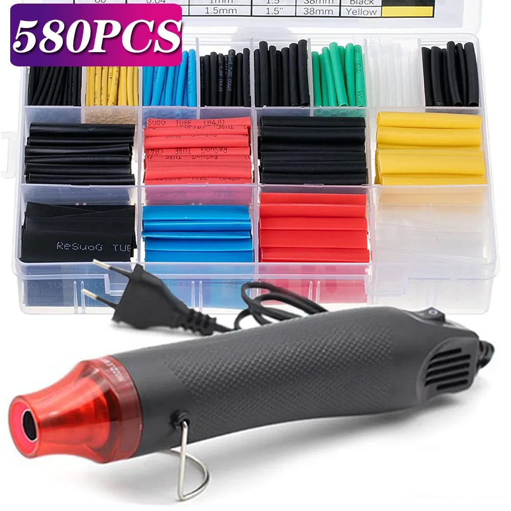 580/530/127個入り熱収縮チューブキット 2:1収縮 - Heat Gun Small のレビューと価格