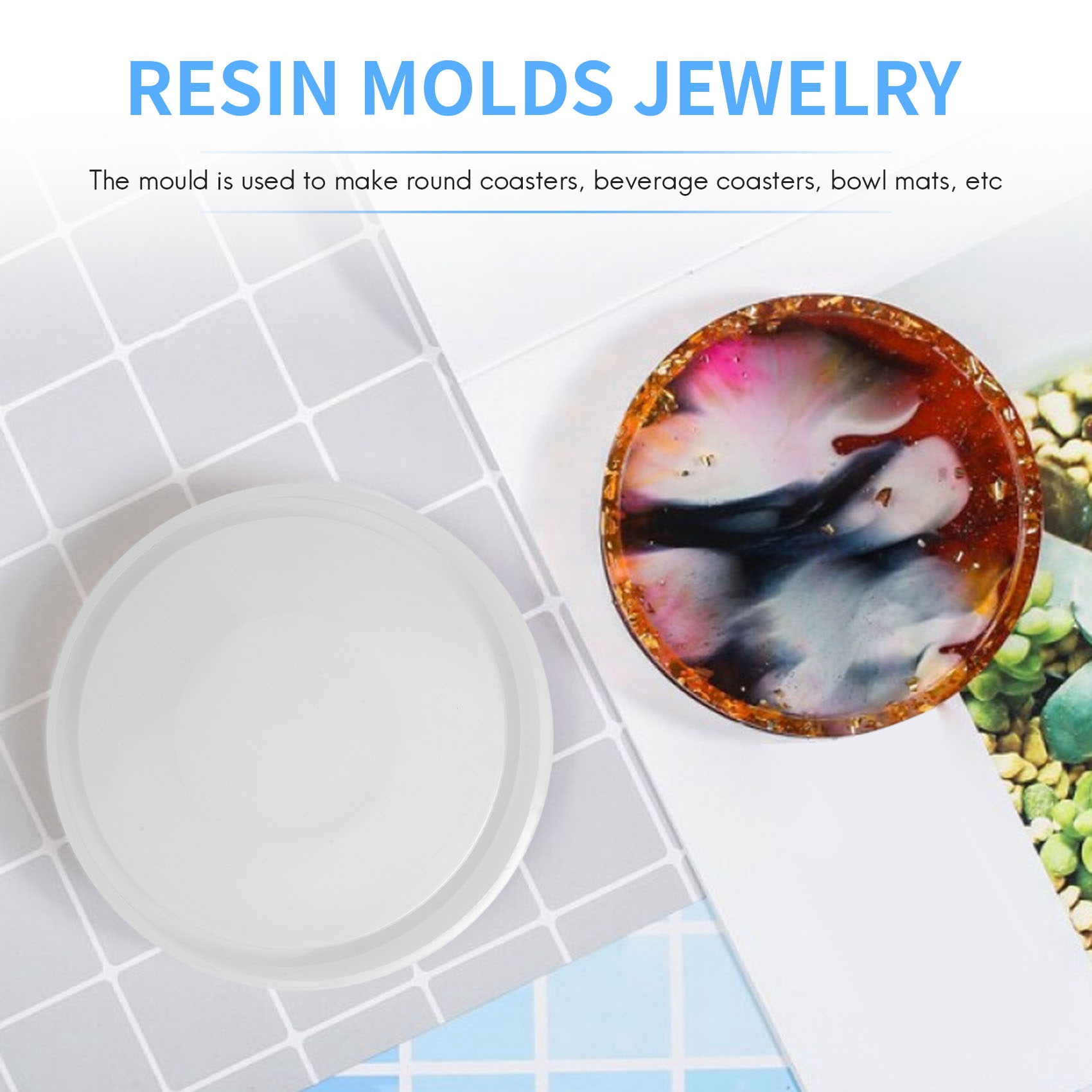 ABQR 4パック ビッグDIYラウンドコースターシリコンモ - Coaster Mold Round のレビューと価格