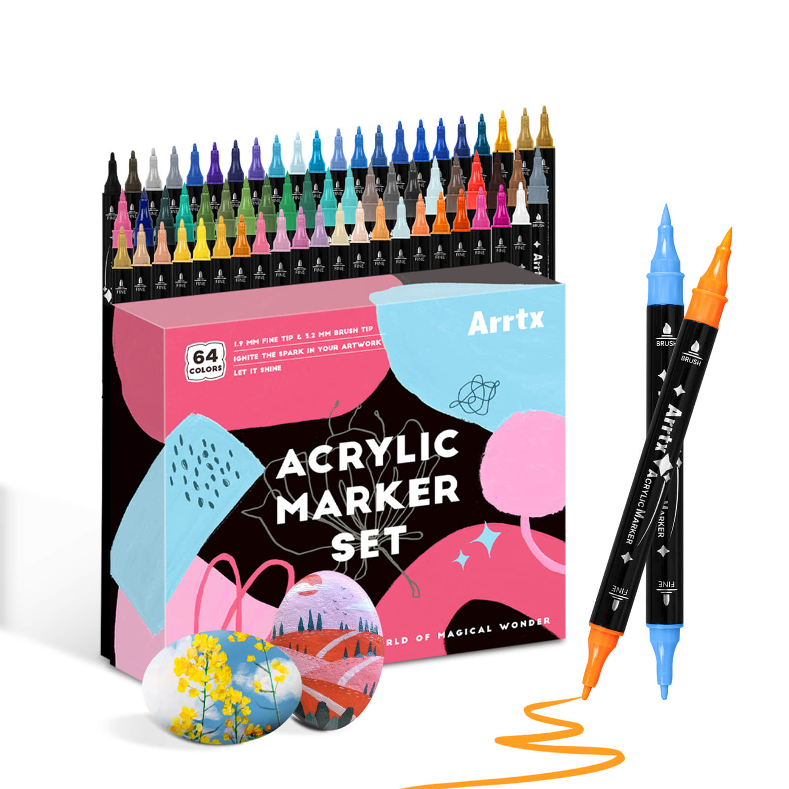 Arrtx 64 色アクリルペイントペン、ブラシとファインデ - Copic Marker Classic のレビューと価格