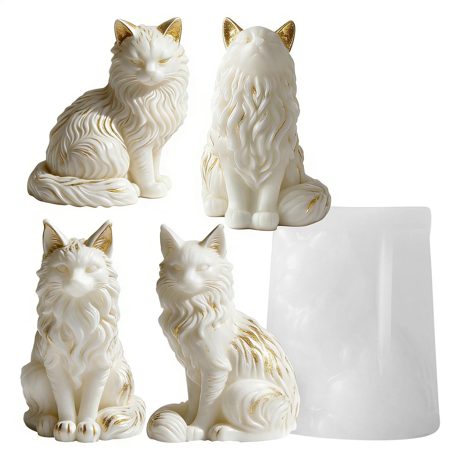 猫の樹脂型 |   座っている猫の形をしたコンクリート装飾工 - Resin Craft Workshop のレビューと価格