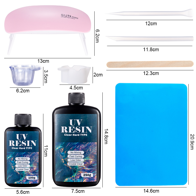 100 グラム/250 グラムクリア UV 樹脂ハードタイプ - Resin Jewelry Kit のレビューと価格