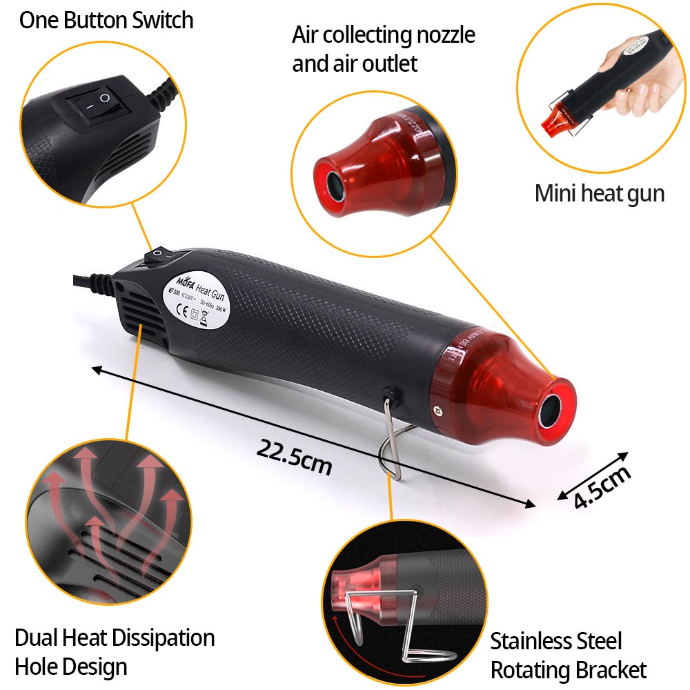 300 ワット熱風ヒートガン電力温度送風機ミニツールキット  - Heat Gun Small のレビューと価格